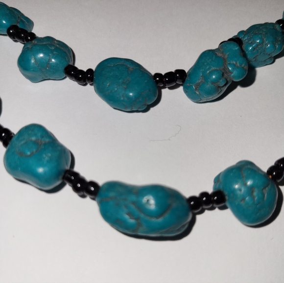 Vintage Chunky Turquoise Necklace 22" - Picture 2 of 5